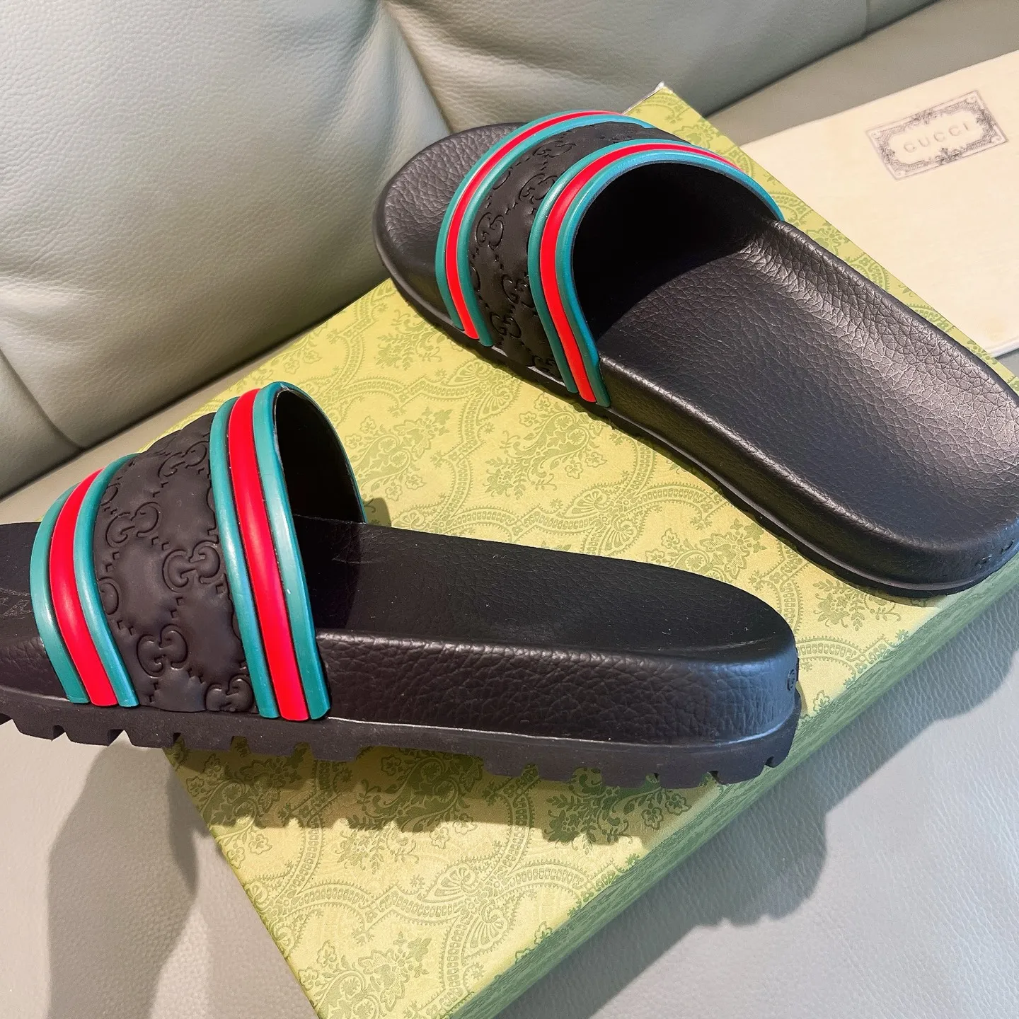Men's Men's Shoes 130🐮🐮Gucci Gucci Slippers Gucci 2024 latest beach sandals slippers Original molding double G LOGO Original molding consistent Outsole: Men's Men's Shoes u double-layer outsole Size: 35-46
